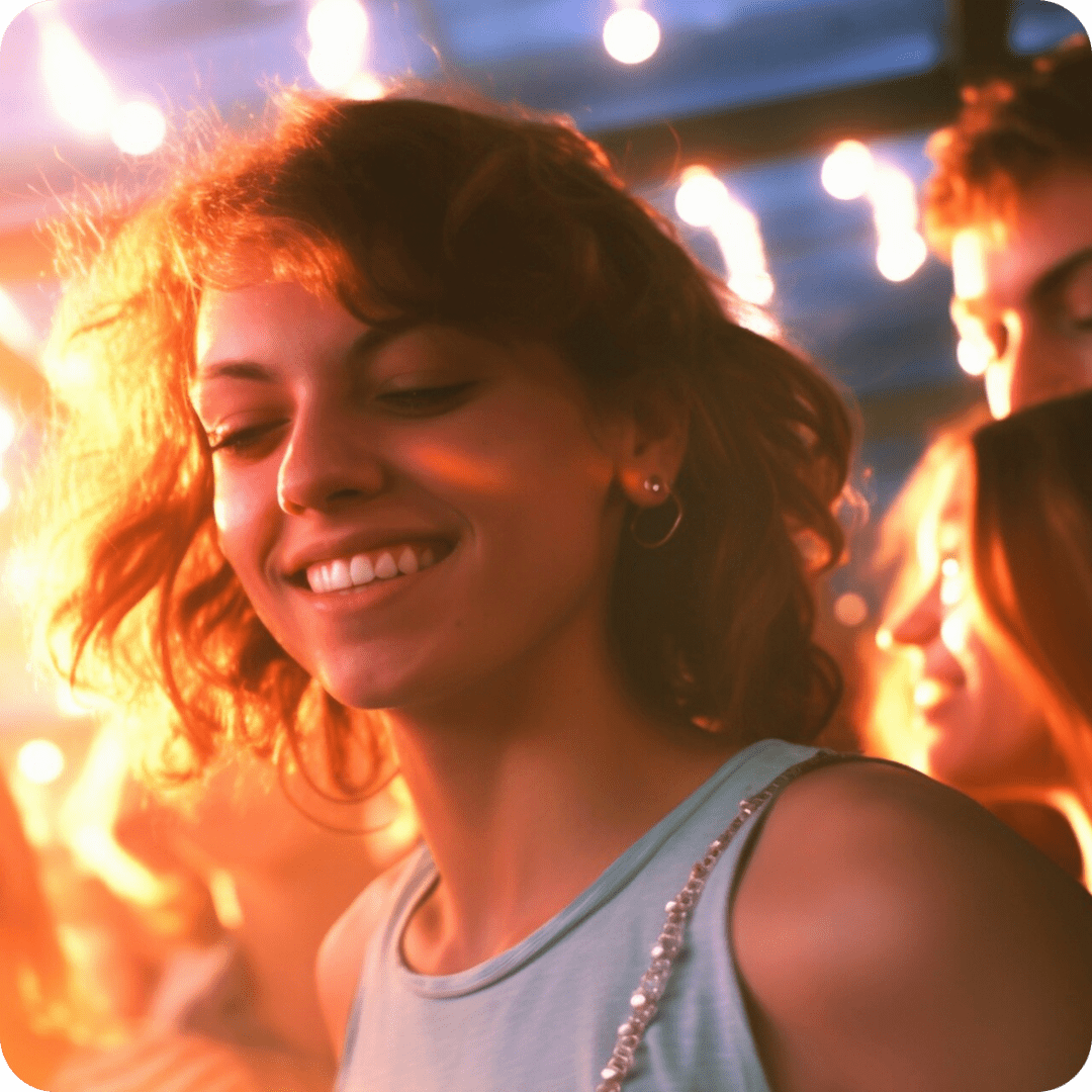 DANCE Smiling woman enjoying a party atmosphere.
